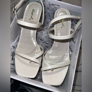 Off white/bone heels, brand new think block heel